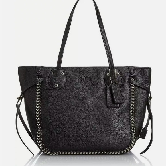 Coach Handbags - NWT Coach Whiplash Black Leather Tatum Satchel Bag w/ Gold Accents Retail $550